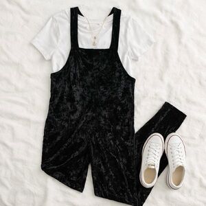 Smash + Tess Velvet Romperall Black Crushed Velvet Overalls Jumpsuit Large